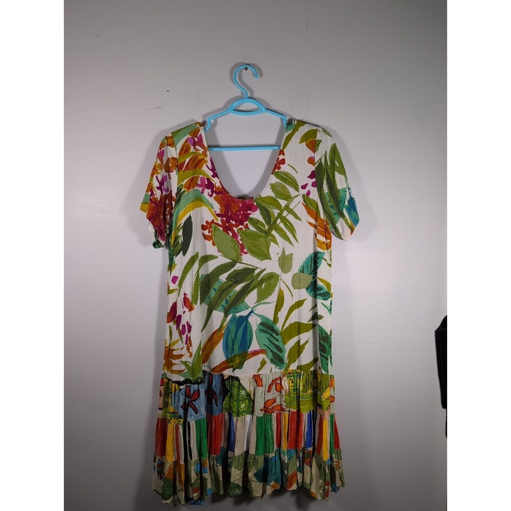 JAMS‎ WORLD A-LINE SLEEVELESS DRESS 'TOPIARY' SIZE L